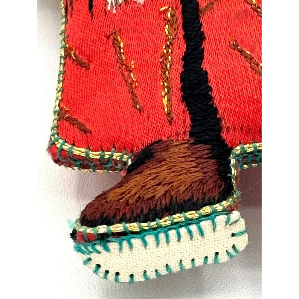 Embroidered Cloth Santa Christmas Ornament Stuffed Vintage Two Sided Old World‎